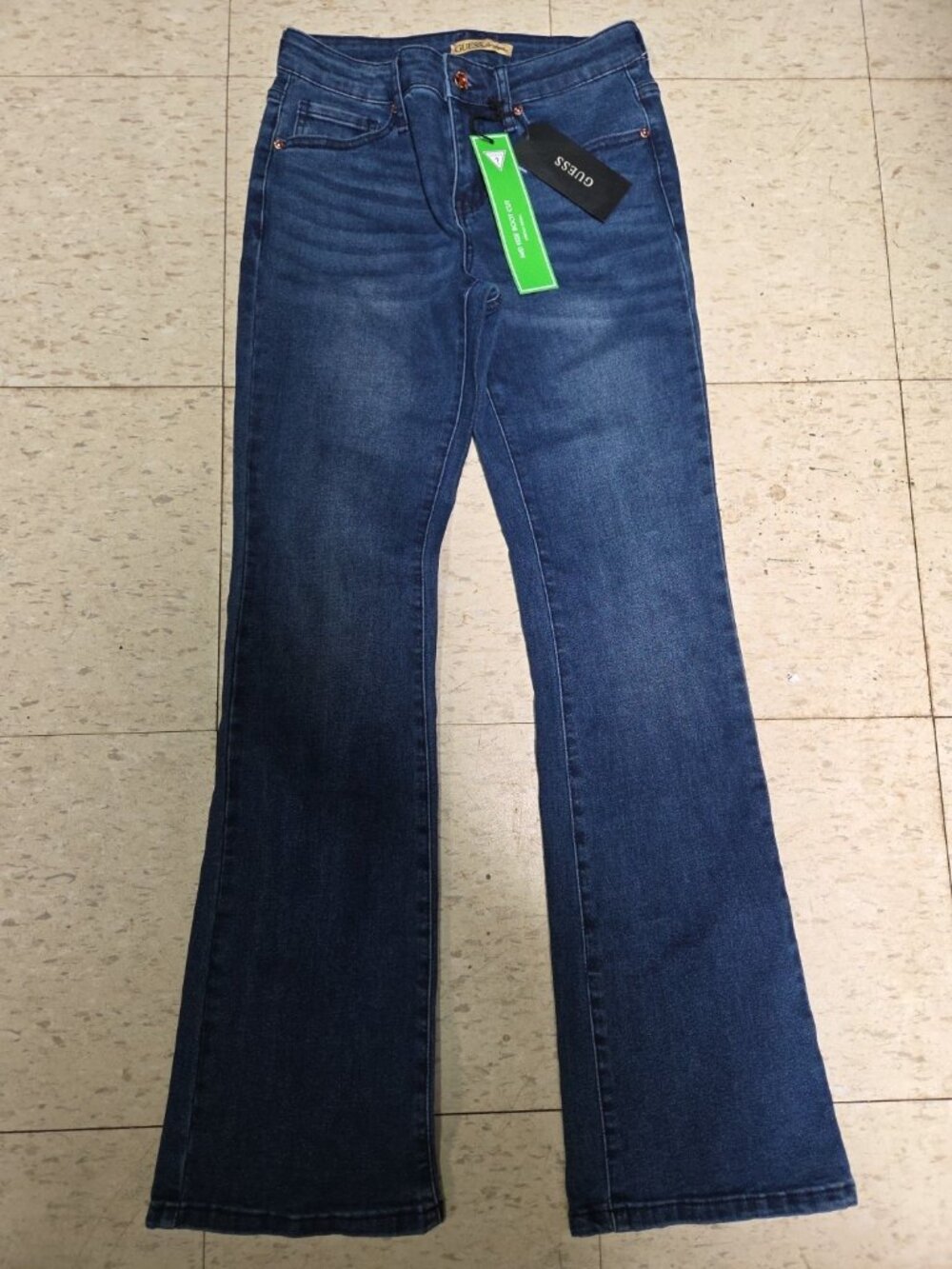 Guess Jeans Womens 31 Blue Denim Stretch Boot Cut Cotton Mid Rise Dark Wash NWT